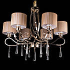 Класична люстра на 6 ламп E14 з абажурами і елементами кришталю колір каркасу золота бронза PM-P13-2130/6/GAB, фото 4