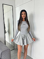 Женский летний костюм лонгслив и юбка-шорты на шнурке размеры 42-48