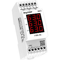 Амперметр DigiTOP АМ-3 NEW (зовнішній ТТ) DIN трифазний, 1 А... 63 А, диджітоп