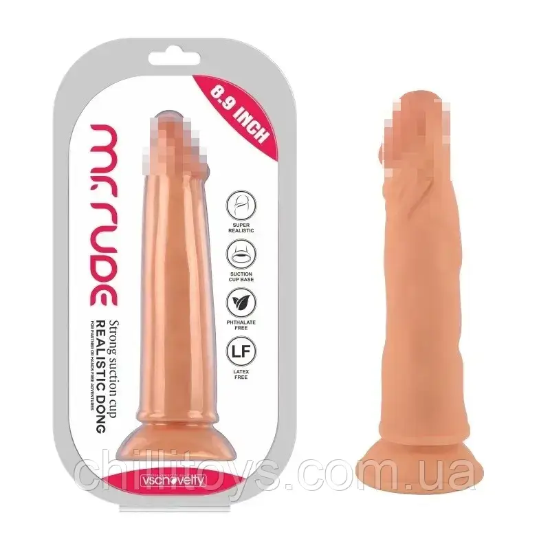 Фаллоимитатор на присоске Realistic Dong Flesh Mr. Rude 8.9, Телесный