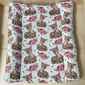 Сповивальний матрац на дитячий комод пеленатор з бортами синтепон знімний 70*55 см BST рожево-кавовий