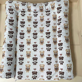 Сповивальний матрац на дитячий комод пеленатор з бортами синтепон знімний 70*55 см BST Ведмедики з сердечками