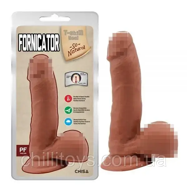 Фаллоимитатор на присоске латинсикй Fornicator, Коричневий
