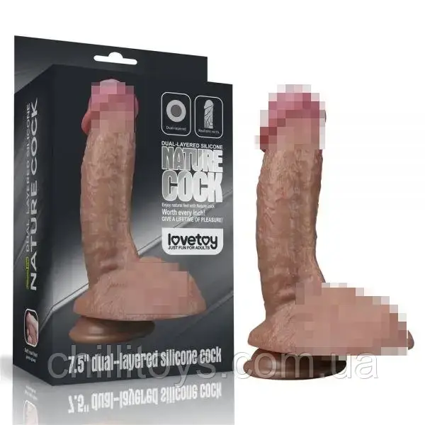 Рельєфний фаллоімітатор Dual layered Platinum Silicone Cock 7.5