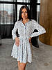 Біла ніжна літня жіночна сукня-сорочка з поясом в тон в дрібний квітковий принт з софтуму принті, фото 9