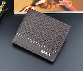 Чоловічий класичний гаманець портмоне в клітинку Коричневий