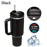 Термостійкий сталевий стакан 1200 мл, термокухоль автомобільний, термочашка з трубочкою, термосклян для авто, фото 3