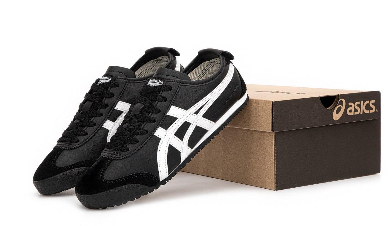 Кросівки Asics Onitsuka Tiger Mexico 66 Black White Чорні Кеди Асікс Оніцука шкіра замша демісезон унісекс