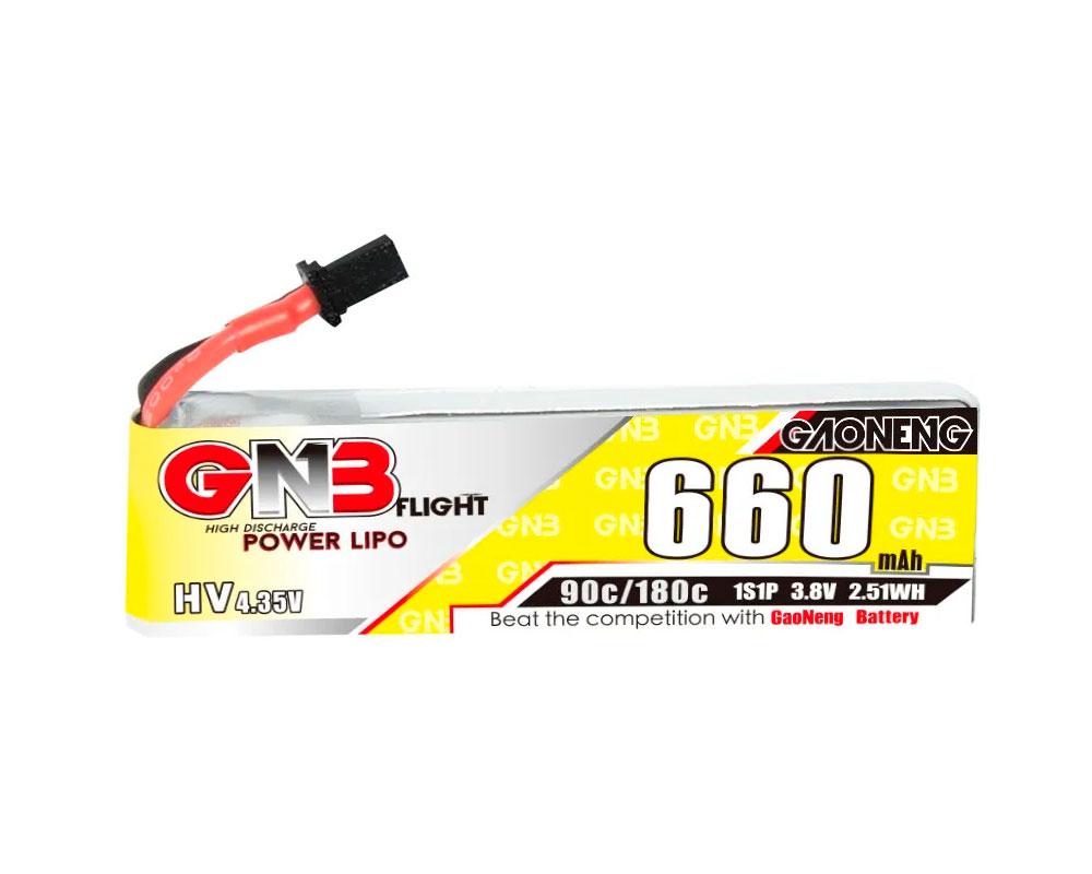 Акумулятор АКБ для дронів GNB LiPo 1s 660 mAh 3.8V 90C A30/BT2.0 для квадрокоптерів BetaFPV