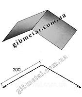 Коник на шиферний дах, покрівельний коник, планка конька, коник на покрівлю з оцинковки 0,4 мм 200*200 довжина 2м