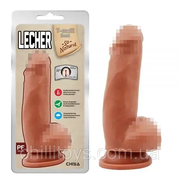 Смаглявий фалоімітатор на присосці Lecher, Телесный