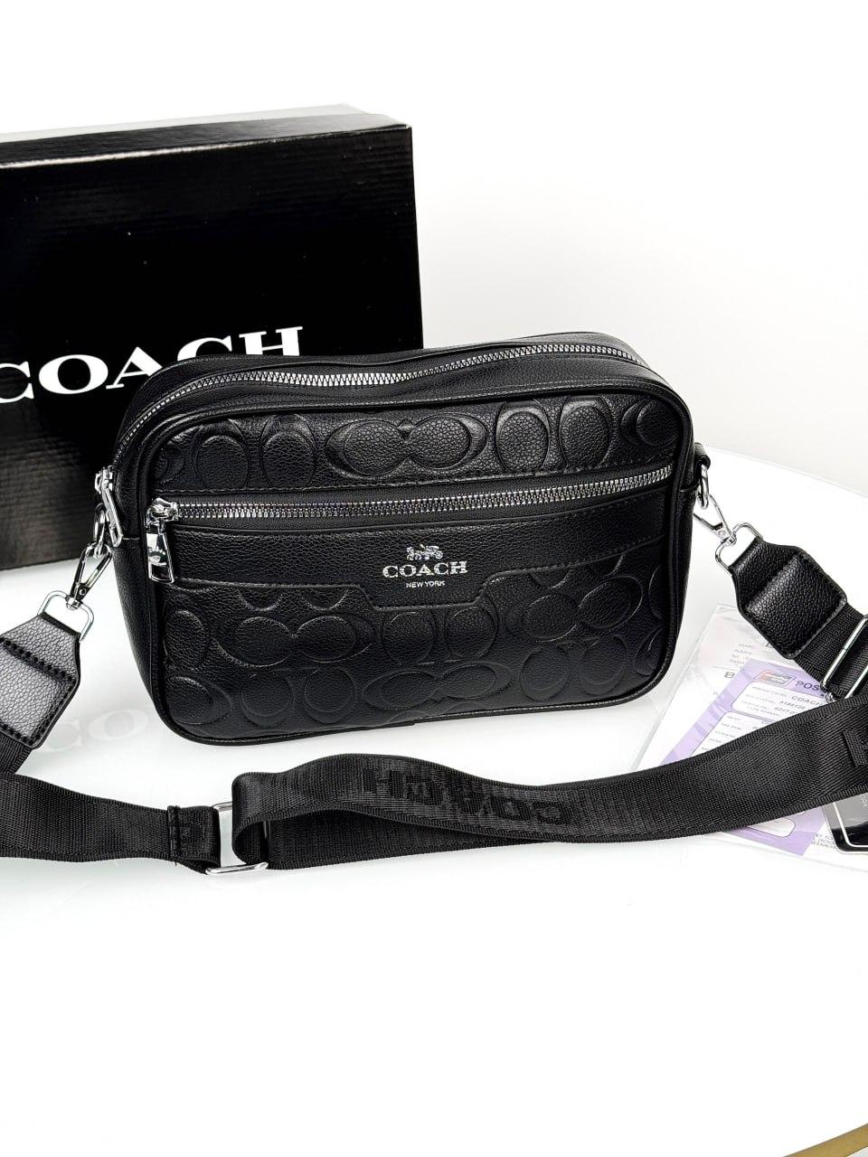 Брендова чоловіча сумка месенджер через плече Coach, фото 1