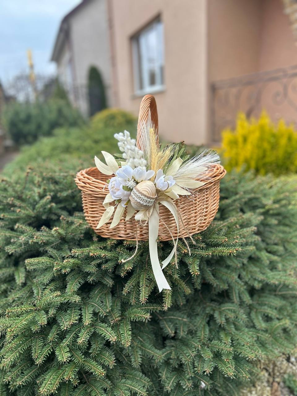 Корзина плетена святкова з натуральної лози. Арт:40991, фото 1