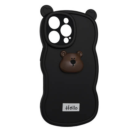 Силіконовий чохол Hello Bear для Apple iPhone 14 Pro Black, фото 1