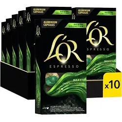 Набір 100 капсул Nespresso L’OR Espresso Brazil 10 упаковок по 10 капсул