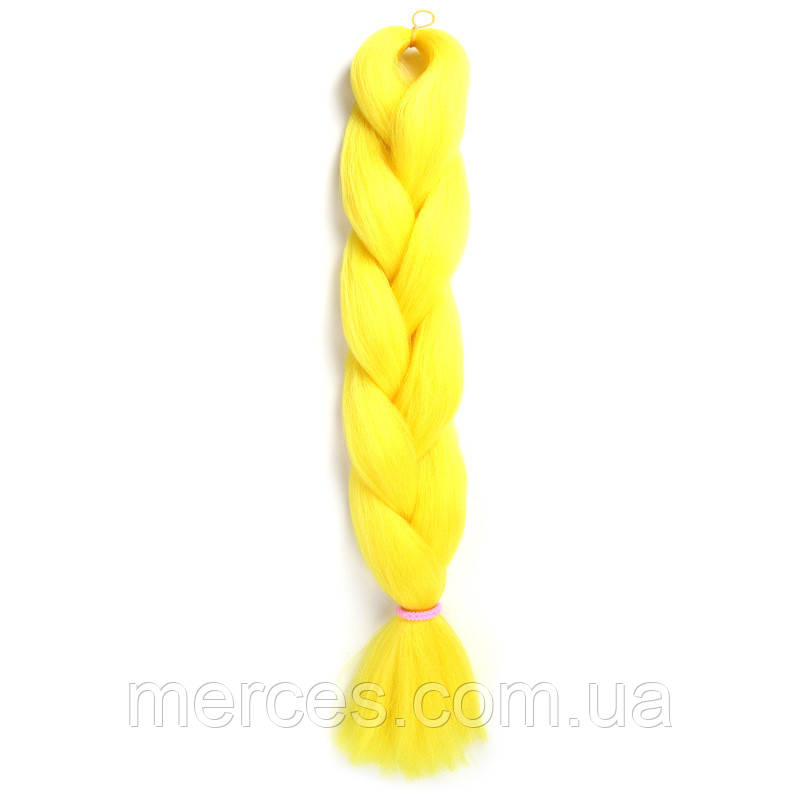 Канекалон жовтий Yellow2 60см 100г термостійкий однотонний Jumbo коса для плетіння афро кіски дред брейдів