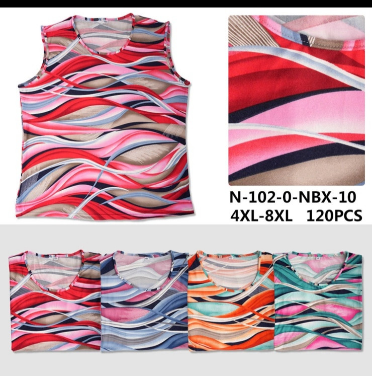Жіноча футболка без рукавів трикотаж розмір батал 4XL-8XL Мікс (від 6 шт.)