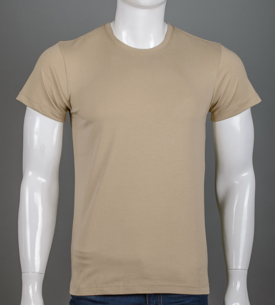 Футболка чоловіча Однотонна 2300м (Уп.4шт M-XXL), Бежевий, фото 1