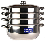 Мантоварка - пароварка Arian 6л нержавіюча сталь 24 см 3 сітки, фото 2