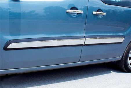 Молдинг дверний (4 шт, нерж) OmsaLine - Італійська нержавійка для Peugeot Partner Tepee 2008-2018рр.
