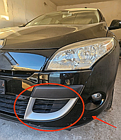 Накладки в передний бампер Renault Megane Mk3 2008 2014 | Рено Меган 3 накладки на сетку бампера, рамка