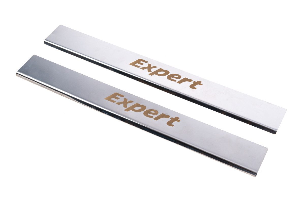 Накладки на пороги (Carmos, 2 шт, нерж) для Peugeot Expert 2007-2017 рр.