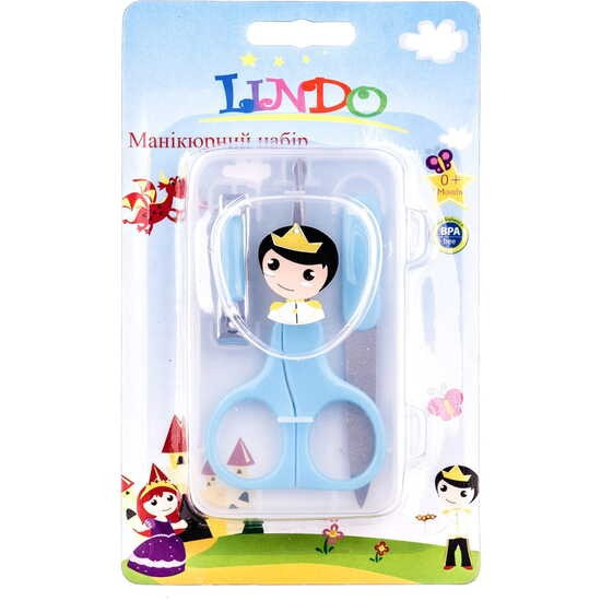Набір манікюрний LINDO (Ліндо)  ножиці, пилка і щипчики (LI801)Блакитний, фото 1