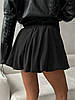 Жіночі літні легкі чорні шорти-спідниця кльош міні з комфортної тканини жатка, фото 2
