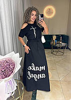 Модний трендовий жіночий літній костюм-двійка батал: футболка + довга спідниця (р.54-60). Арт-3213/48