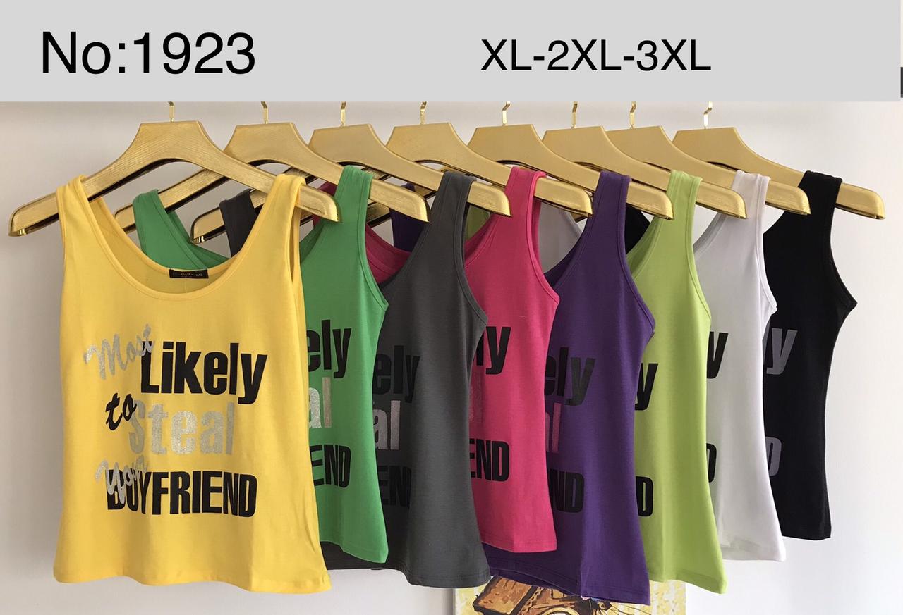 Жіноча футболка без рукавів трикотаж розмір норма XL-3XL Мікс (від 6 шт.)