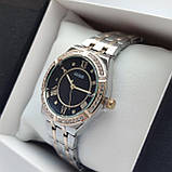 Жіночий годинник Guess (Гес) з римськими цифрами, срібло-золото з чорним, камінчики навколо циферблата - код 2496b, фото 3