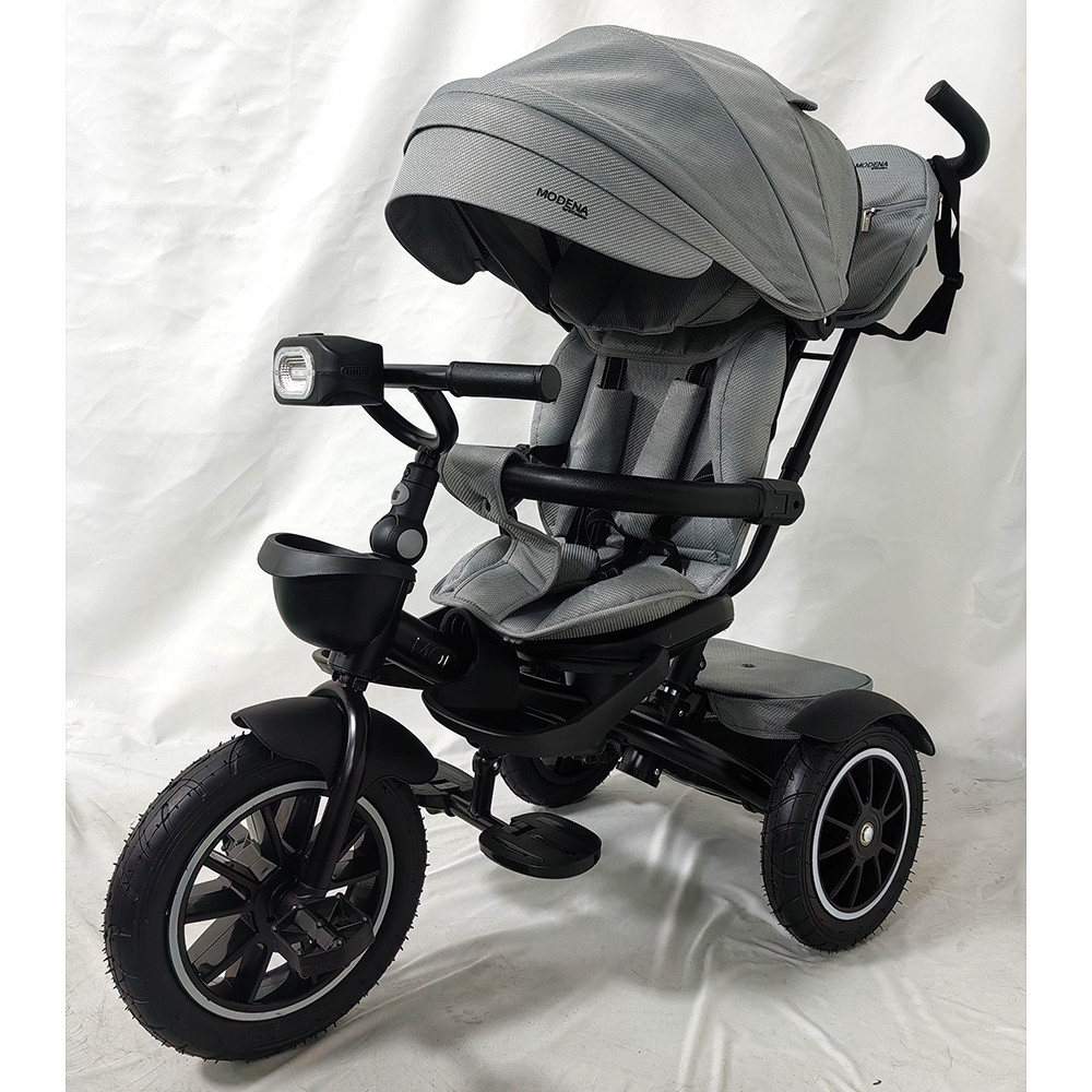 Дитячий триколісний велосипед-коляска El Camino ME 1193 MODENA з батьківською ручкою Світло-сірий, фото 1