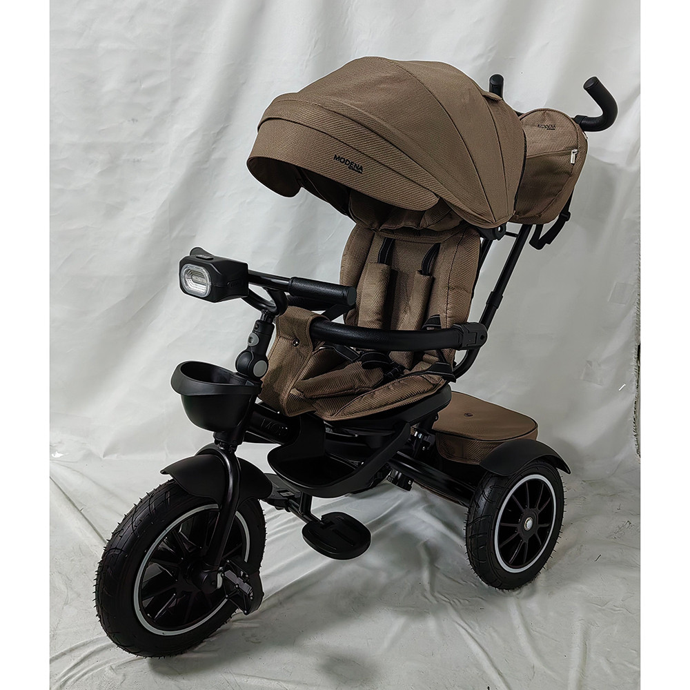 Дитячий триколісний велосипед-коляска El Camino ME 1193 MODENA з батьківською ручкою Бежевий, фото 1