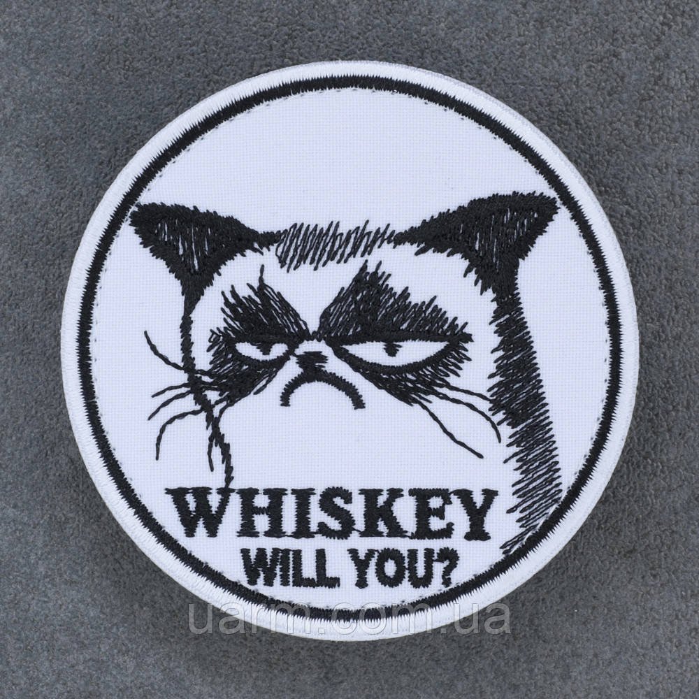 Шеврон мєм кіт Whiskey Will You 8 х 8 см