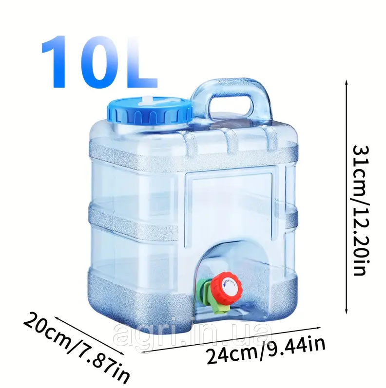 Каністра прозора для води, 10л, з краном