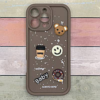 Чохол для iPhone 16 Pro Max протиударний, гумовий, дитячий, коричневий Happy Donut Case