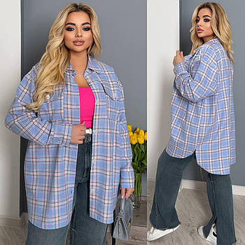 Сорочка жіноча ярка у клітинку у кольорах (Батал)