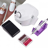 Фрезер для манікюру та педикюру Nail Drill DM-202 45000 об./хв (білий), фрейм професійний із педаллю, фото 4