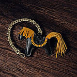 Шарм для сумки Конячка з натуральної шкіри 7812 Silver Taurus., фото 2