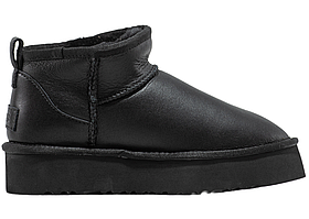 Зимові черевики UGG Classic Ultra Mini Platform Boot Black Leather - 1141510-BLLE