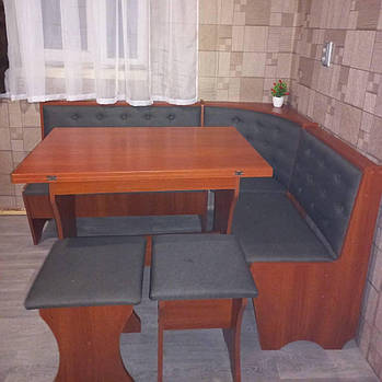 Комплект меблів для кухні Сімейний - М'який куток, стіл, 2 табуретки 114х154 см - Яблуня