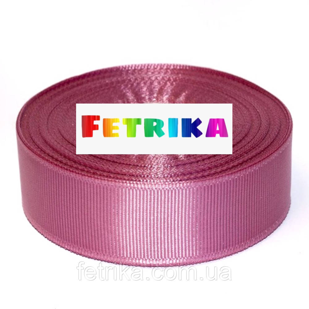 Репсова стрічка однотонна пастельно-сливова, 2,5 см, фото 1