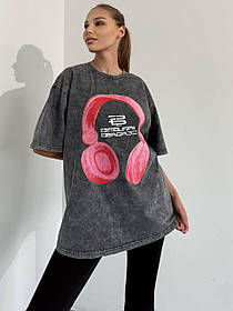 Жіноча футболка-туніка з навушниками