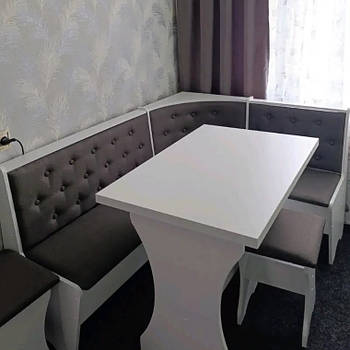 Куток Сімейний зі столом та 2 табуретки 114х154 см Mebel-Service Тканина / Білий