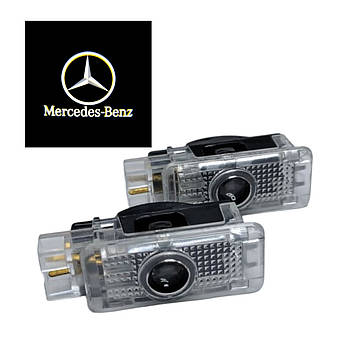 Світлодіодне штатне підсвічування на дверях автомобіля з логотипом Mercedes C class, W203, CLK, SLK, SLR, W208