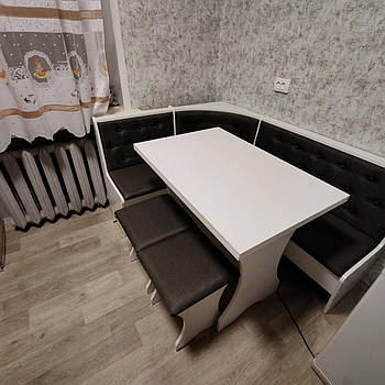 Сімейний куток кухонний зі столом та 2 табуретки 114х154 см Білий