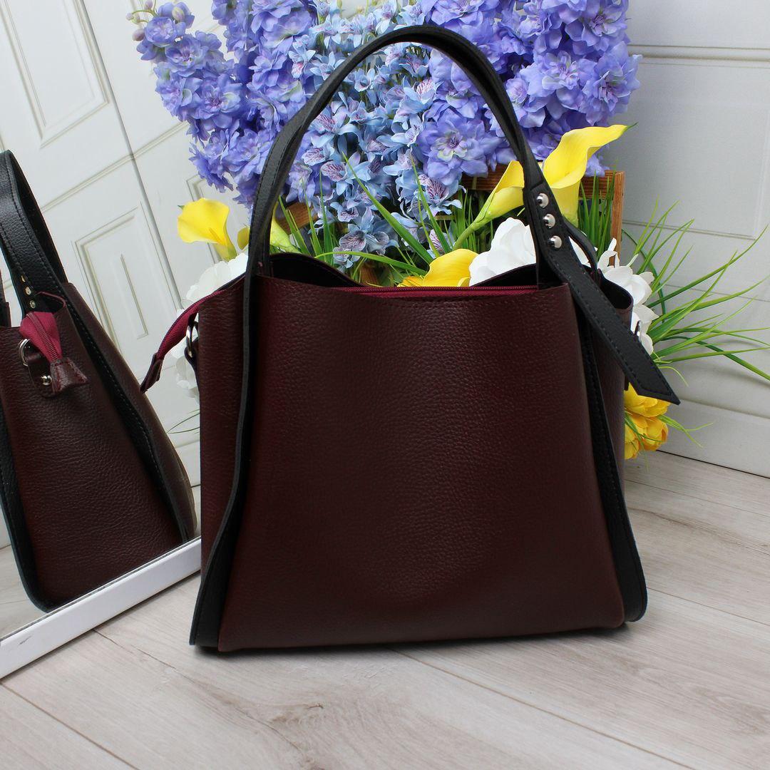 Жіноча сумка через плече стильна молодіжна кроссбоді бордова кожзам