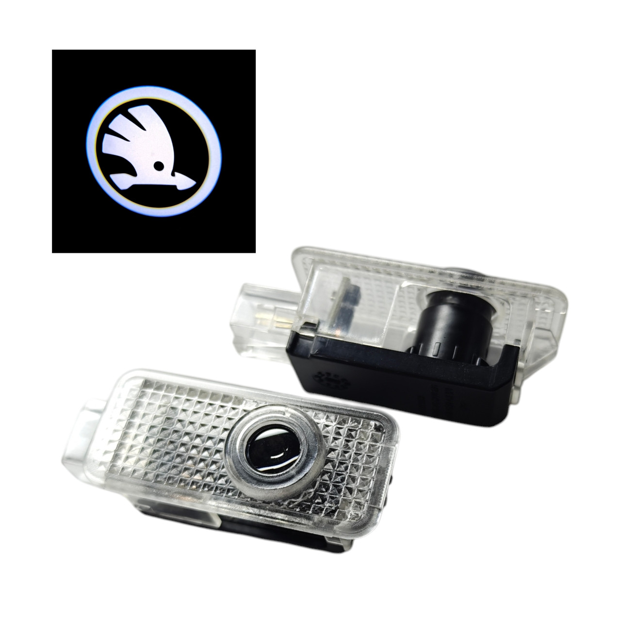 Світлодіодна штатна підсвітка на двері автомобіля з логотипом Skoda Superb, Octavia, Fabia, Roomster, фото 1