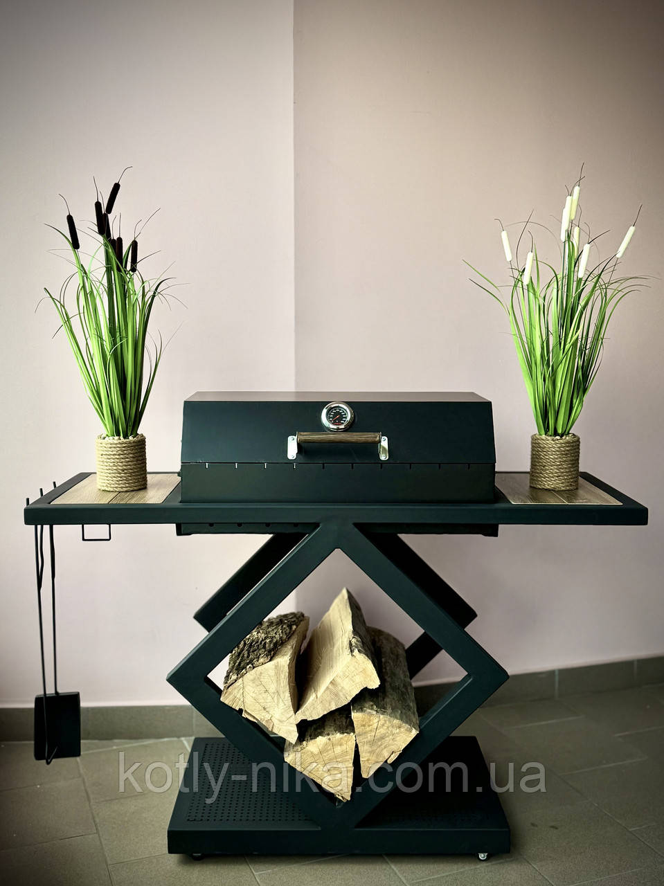 Лофт мангал "Ніка" із кришкою + термометр для стейків В ПОДАРУНОК, фото 1