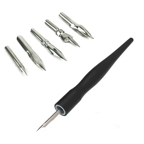 Тримач для пера з 5 пір'ям, набір для каліграфії, фото 1